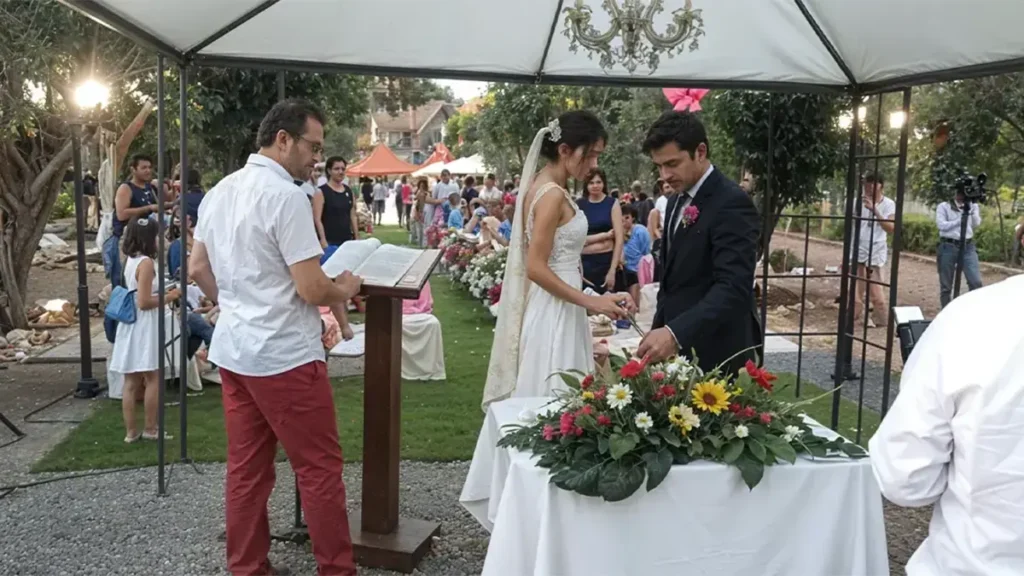Pareja celebrando una boda civil en 2025 en Salones Idúbeda Castellón